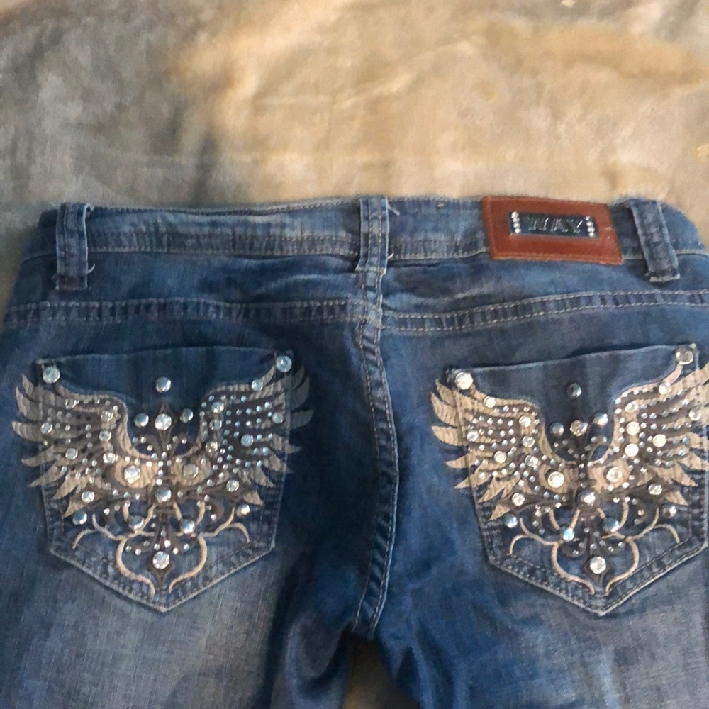 Boot cut slightly faded boot cut jeans